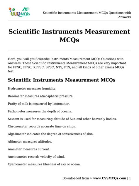 Measuring Instruments Questions And Answers