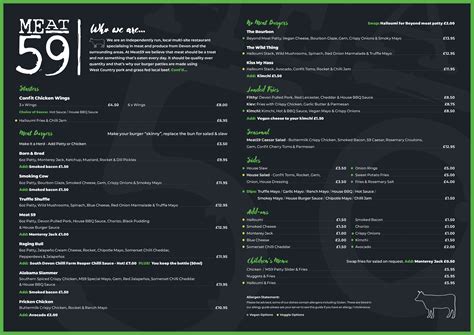 Meat 59 Menu Exeter