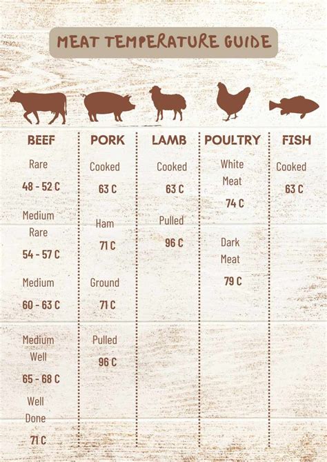 Meat Internal Temp Chart Celsius