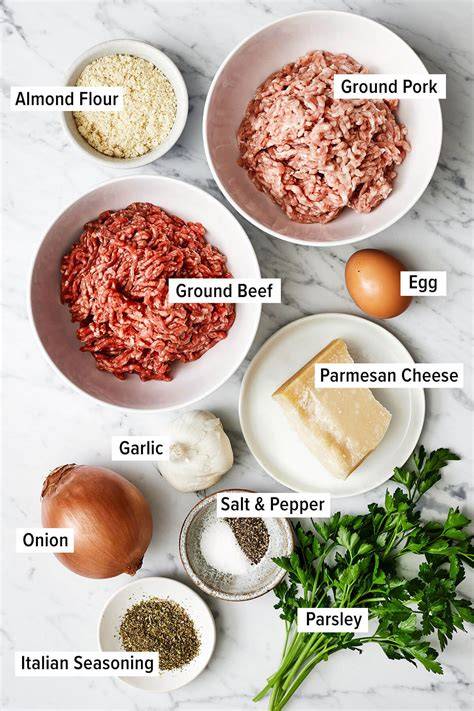Ingredients for meatball preparation