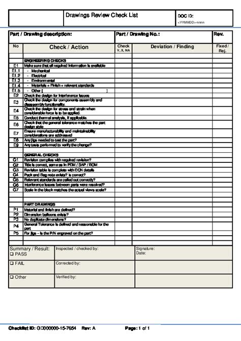 Mechanical Engineering Drawing Review Checklist