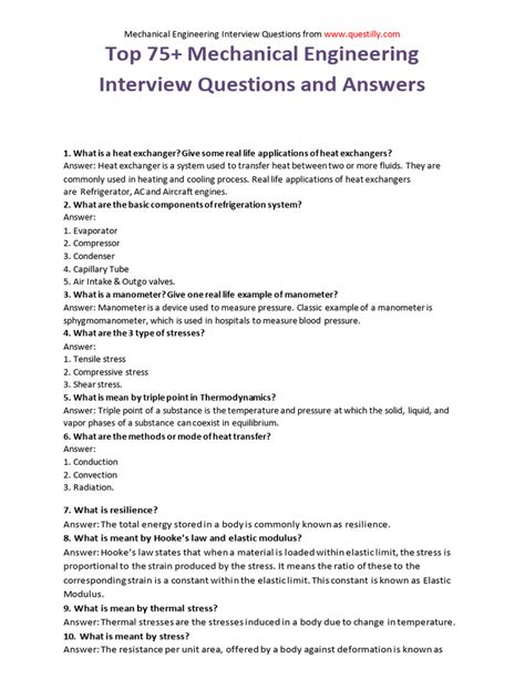 Mechanical Engineering Related Questions