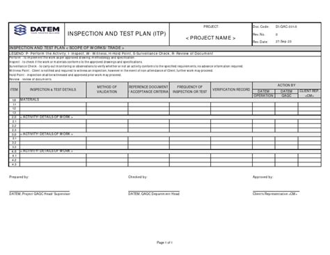 Mechanical Engineering Test Plan Template