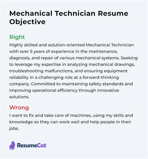 mechanical technician resume objective examples