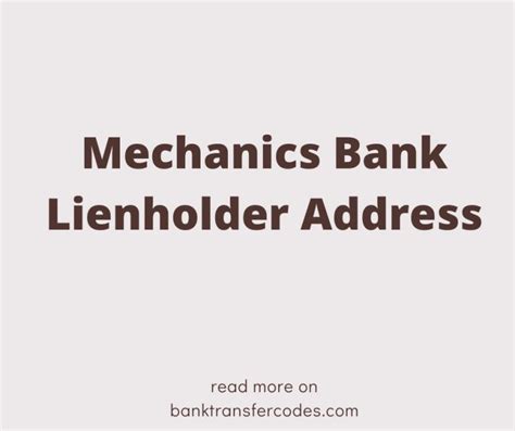 mechanics bank auto address