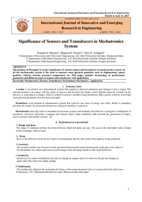 Mechatronics Sensors And Transducers Pdf