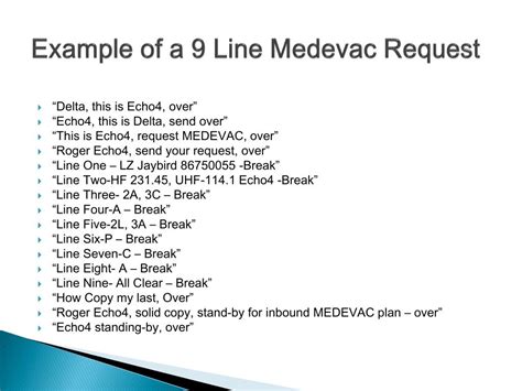 medevac request 9 line medevac example