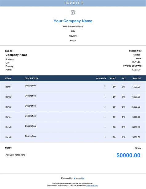 Media Production Invoice Template