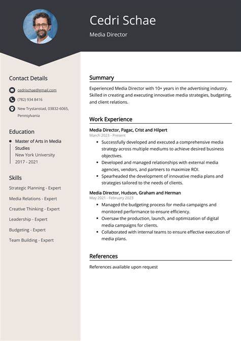 Free Media Resume and CV Template in Microsoft Word, Microsoft