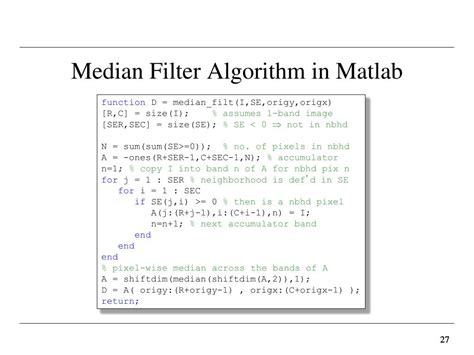 Median Filter Equation Matlab