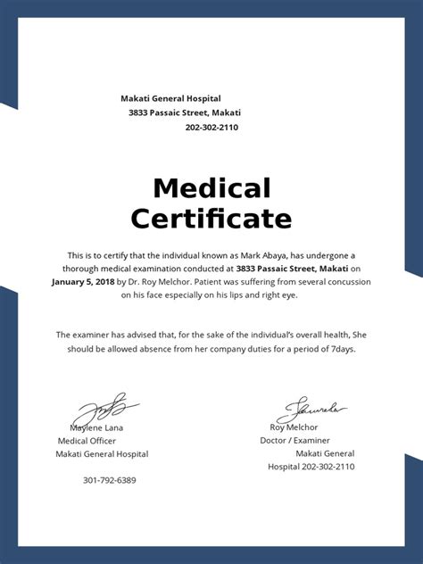 Medical Certificate Template Word Templates for Free Download