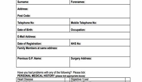Medical Examination Form – templates free printable