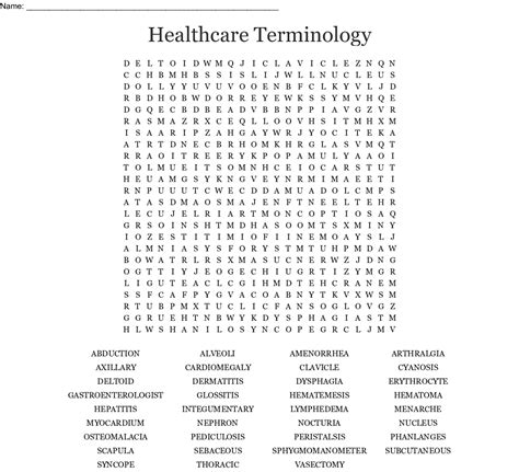 Medical Terminology Word Search WordMint