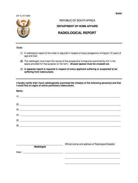 medical and radiological report form