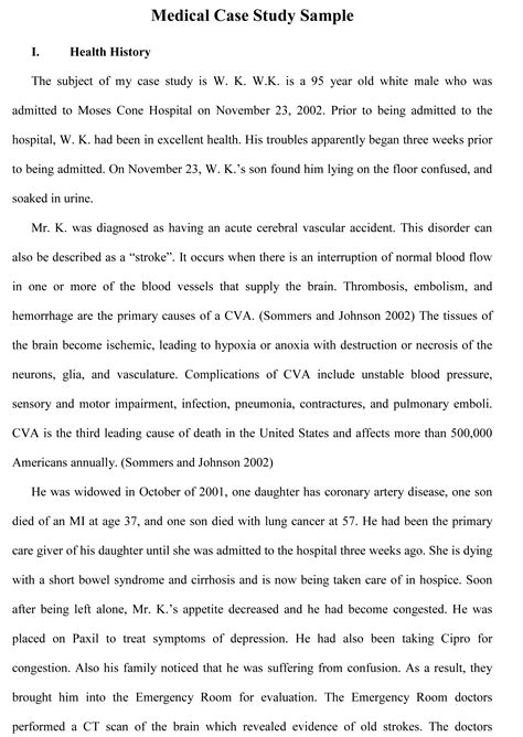 medical case study introduction examples