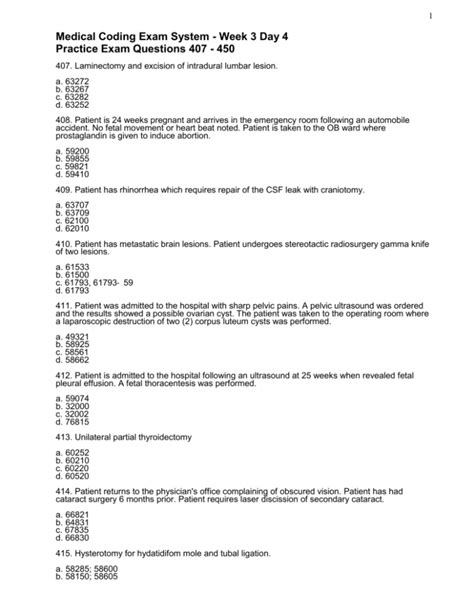 Medical Coding Exam Question Paper