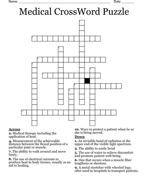 medical crossword puzzles with answers