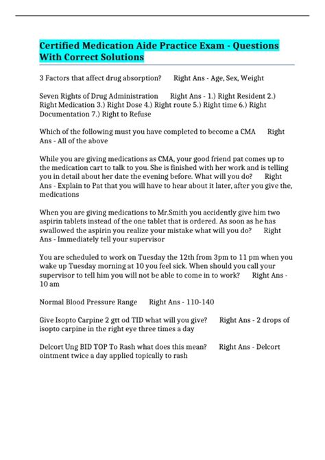 Medication Aide Exam