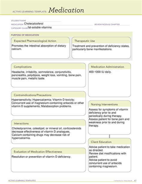 medication card for colestipol