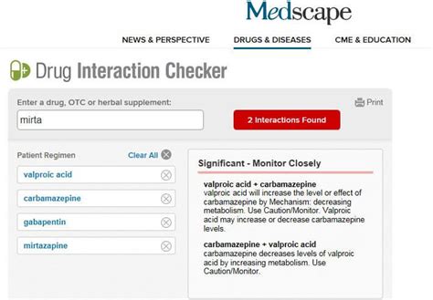 medication drug interaction checker medscape