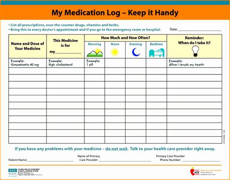 medication spreadsheet template free