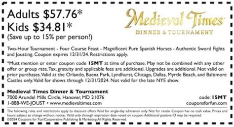 medieval times maryland coupons