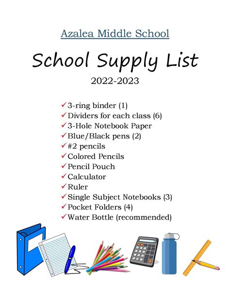medlin middle school school supply list