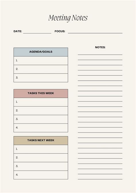 Meeting Notes Arc Printable