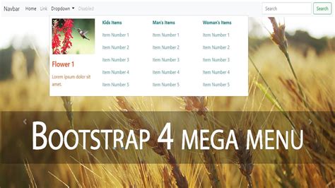 Mega Menu Bootstrap 4 Code
