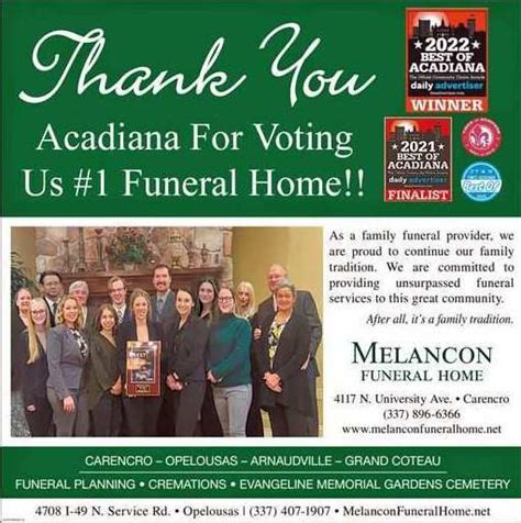 melancon funeral home obituaries