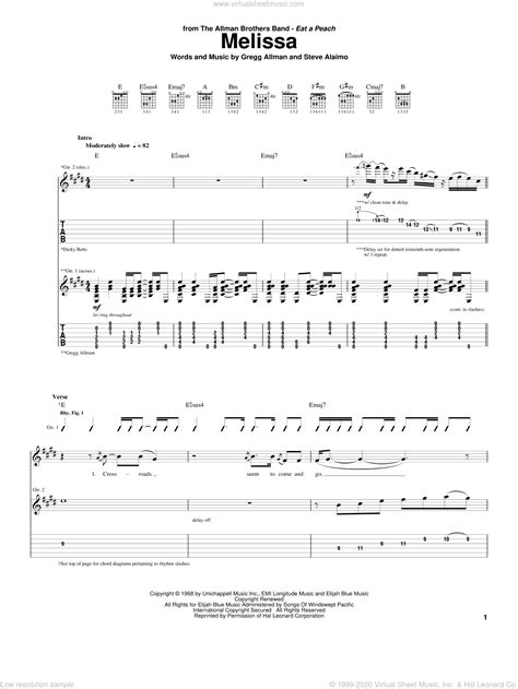 melissa guitar tab pdf