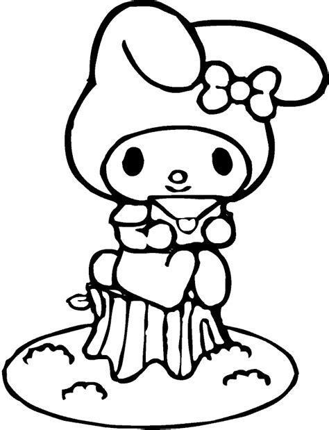 melody hello kitty coloring page