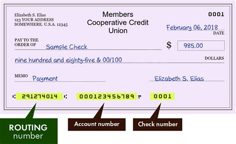 members cooperative credit union routing