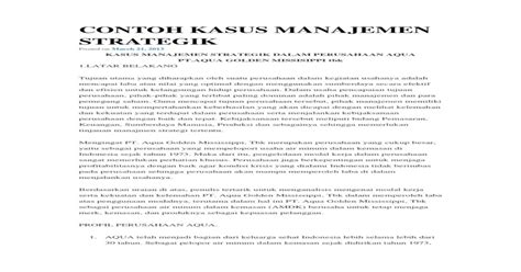 Kasus Manajemen Strategik Dalam Perusahaan Aqua