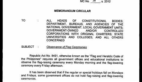 There is no legal basis in conducting Flag Raising Ceremony everyday