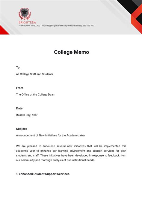 Memo Examples For College