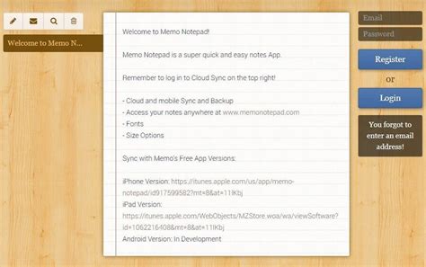 memo notepad online with password