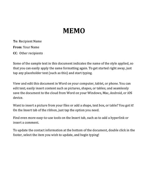 Business Memo Templates 40 Memo Format Samples in Word