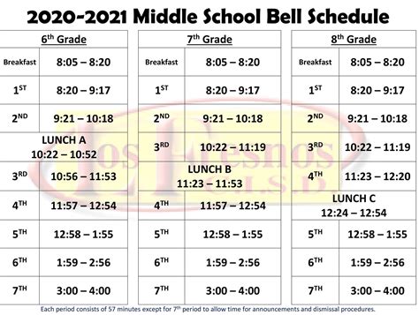 memorial middle school schedule