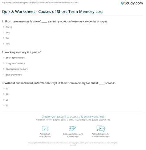 Memory Loss Quiz + Printable