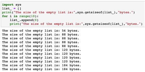 memory size of int in python
