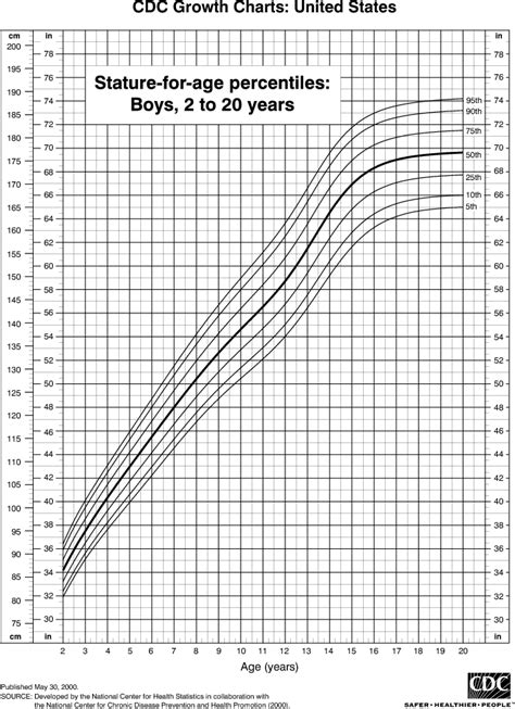 Development Chart For 0 19 Years Boys Height Chart Percentile