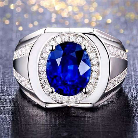 men's blue sapphire gold rings