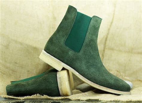 men's green chelsea boots