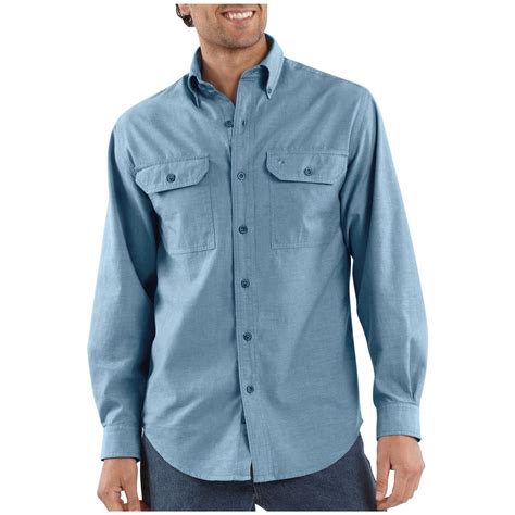 men's long sleeve chambray work shirt