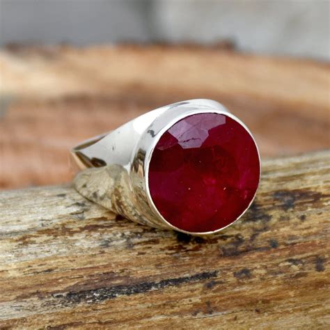 Men's Silver Ring With Ruby
