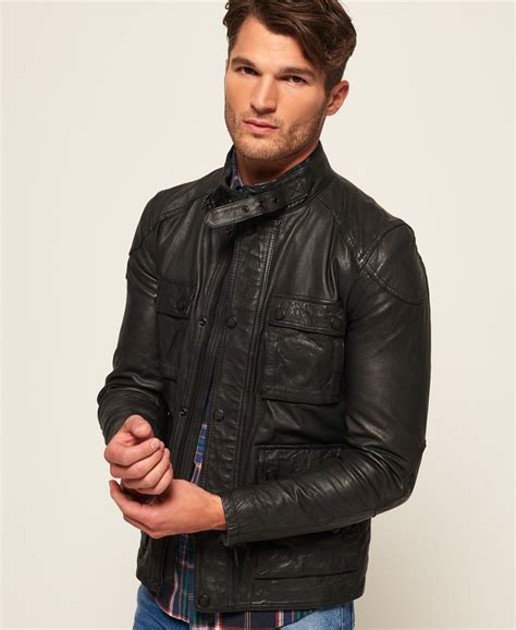 men's superdry leather jacket