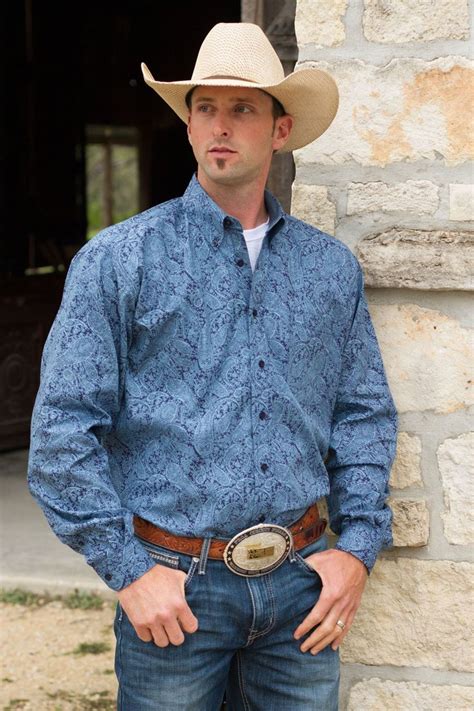 Roper® Mens Navy Long Sleeve Pearl Snap Western Show Shirt