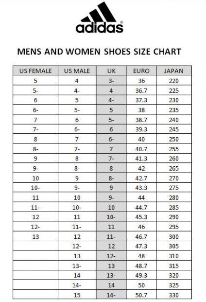 men adidas tennis shoes size chart