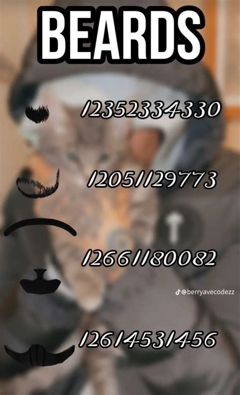 men beard roblox id code